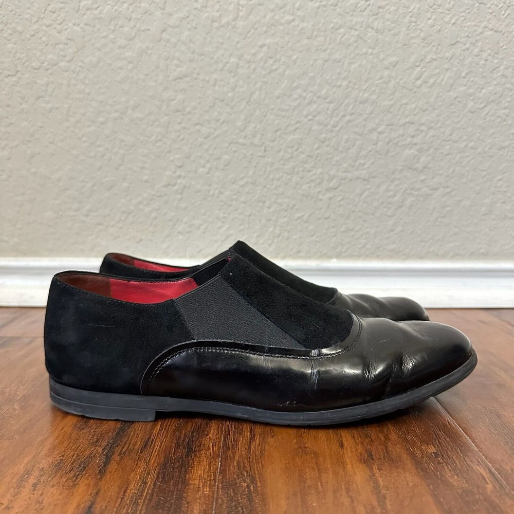 PAS OLE ROUGE Black Suede Leather Loafers Flats ITALY MADE